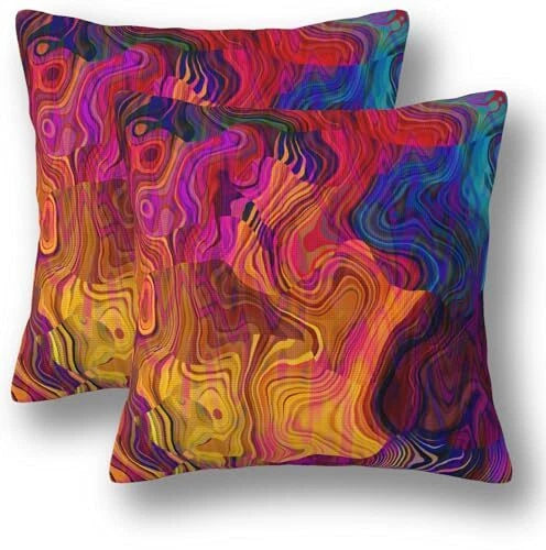 Colorful Abstract Pillow Covers 18 x 18 Set 18" x 18" (Pack of 2) Chaotic Waves