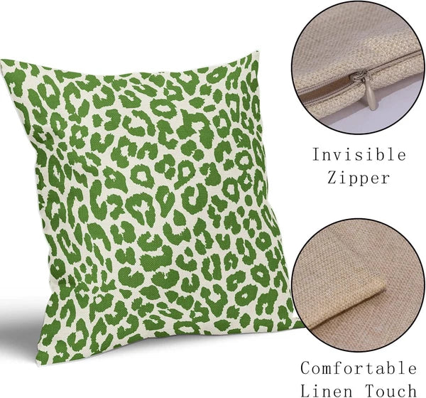 Lime Green Leopard Print Pillow Covers 18X18 Set of 2 Preppy Room Decor Cheetah