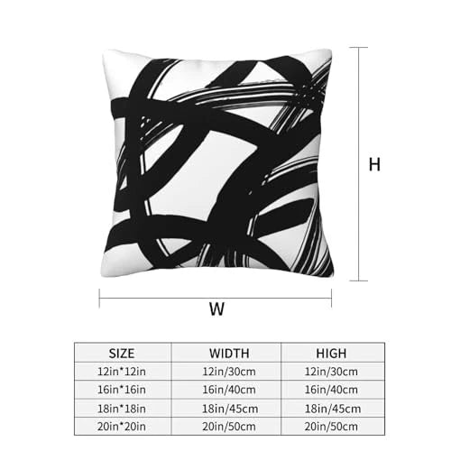 Throw Pillow Covers 16x16 in Set 16" x 16" (Pack of 2) Black and White Striped