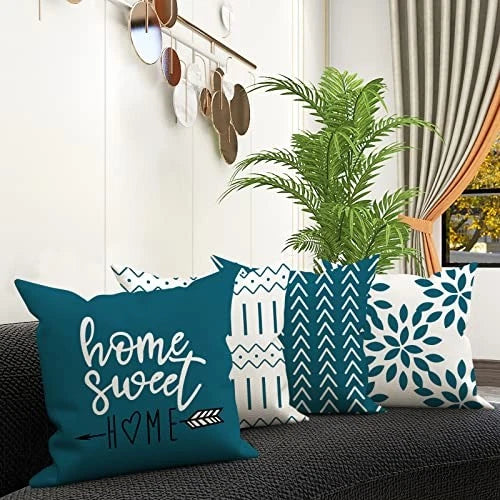 Pillow Covers 18x18 Set of 4, Modern Sofa Throw 18" x 18" (Pack of 4) Teal