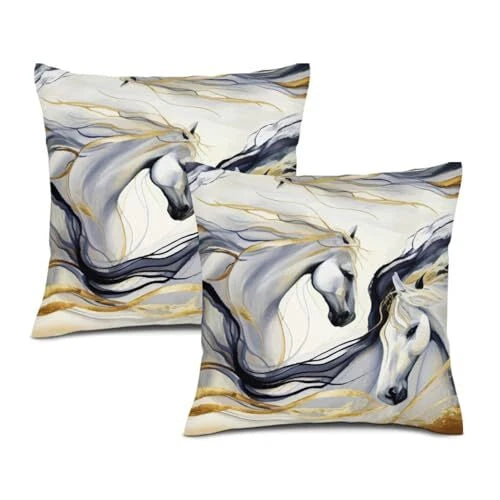 Abstract Throw Pillows Cover 18"x18" Set of 2, 18" x 18" (Pack of 2) Horse