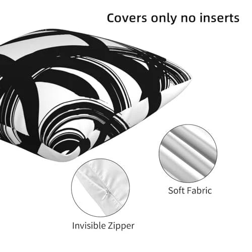 Throw Pillow Covers 16x16 in Set 16" x 16" (Pack of 2) Black and White Striped