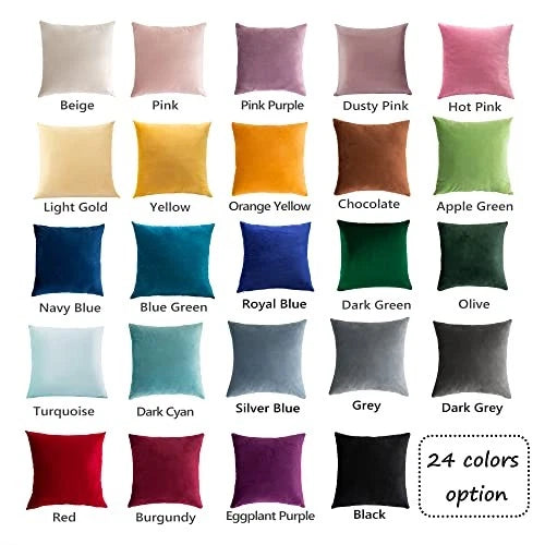 Pack of 2 Cozy Velvet Pillow Covers Square 22" x 22" (Pack of 2) Black