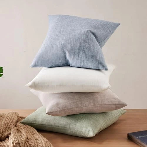 Rustic Linen Throw Pillow Covers Set of 2, 18x18 18" x 18" (Pack of 2) Blue