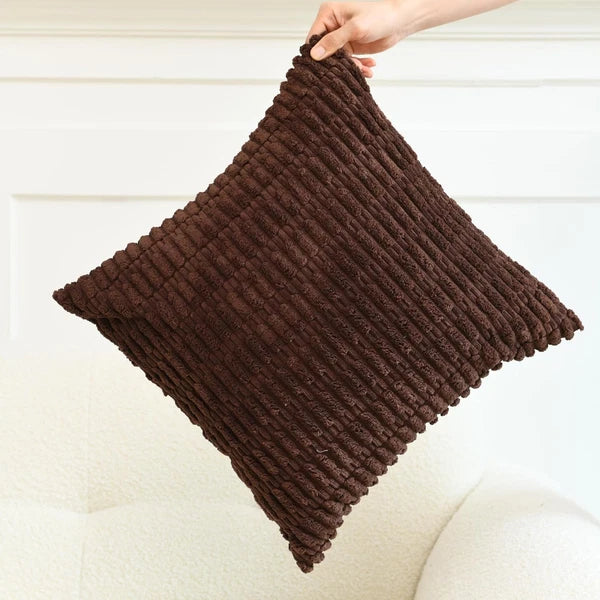 Pack of 2 Decorative Throw Pillow Covers, Corduroy Boho Striped Pillow Cases, Si