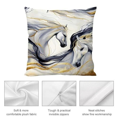 Abstract Throw Pillows Cover 18"x18" Set of 2, 18" x 18" (Pack of 2) Horse