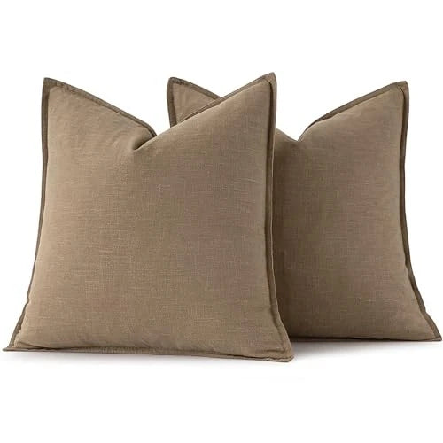 Decorative Linen Pillow Covers8x8 Inch Boho 28" x 28" (Pack of 2) 2 Khaki