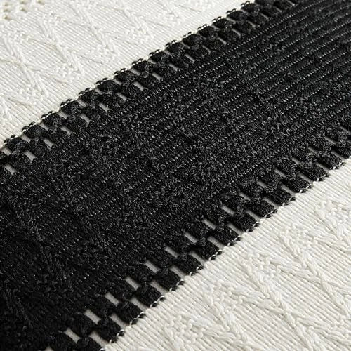 2 Packs Cotton Boho Throw Pillow Covers 20" x 20" (Pack of 2) Contrast/Black