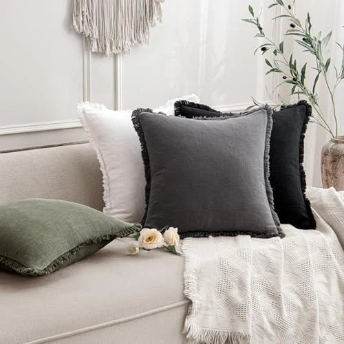 Set of 2 Decorative Throw Pillow Covers 18×18 Inch 18" x 18" (Pack of 2) Black