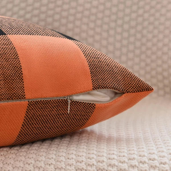 Set of 2 Buffalo Check Plaid Halloween Pillow Covers, Farmhouse Pillow Cases Cot