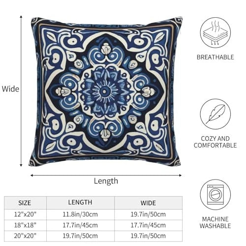 Throw Pillow Covers 18x18 Set of 2 Chinoiserie 18" x 18" (Pack of 2) Blue