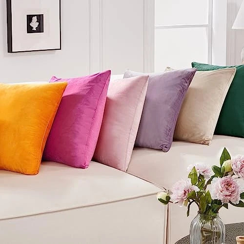 Velvet Throw Pillow Covers for Sofa 26x26 in, 26" x 26" (Pack of 2) Emerald
