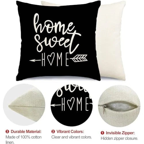 and White Throw Pillow Covers 16x16 Set of 16" x 16" (Pack of 4) Black