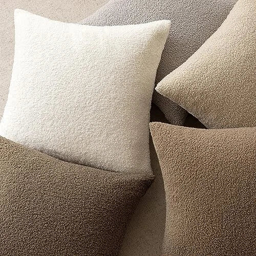 Pack of 2, Curly Faux Fur Decorative Throw Pillow 12"x20",2 Pieces Cream White