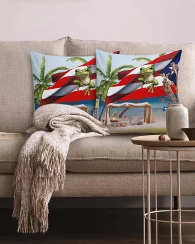 4th of July Throw Pillow Covers 20x20 Inch Set 20" x 20" (Pack of 2) Red Green