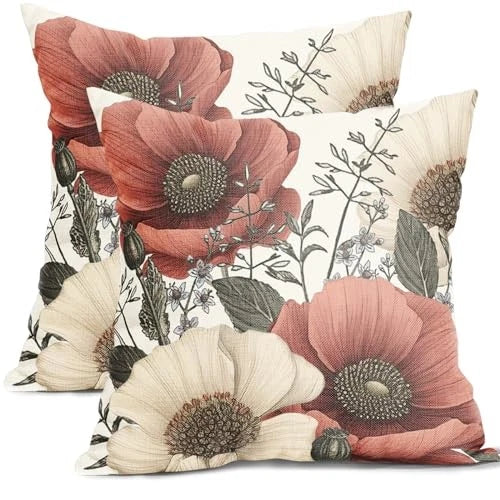 Vintage Flower Pillow Covers 18x18 Inch 18" x 18" (Pack of 2) Vintage Floral