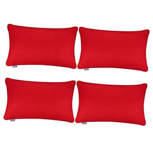 4-Pack 100% Cotton Lumbar Comfortable Solid Decorative 12x20inch/30x50cm Red