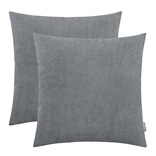 Gray Velvet Throw Pillow Covers 22x22 Inch, Pack of 22" x 22" (Pack of 2) Grey