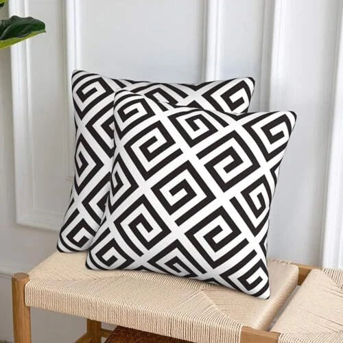 Pillow Covers 18x18 in 18" x 18" (Pack of 2) Modern Abstract Black and White