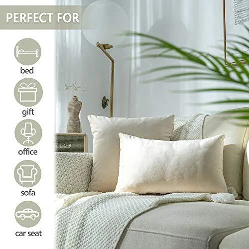 Super Soft Velvet Throw Pillow Covers Square 2 pieces, 18"x18" Beige