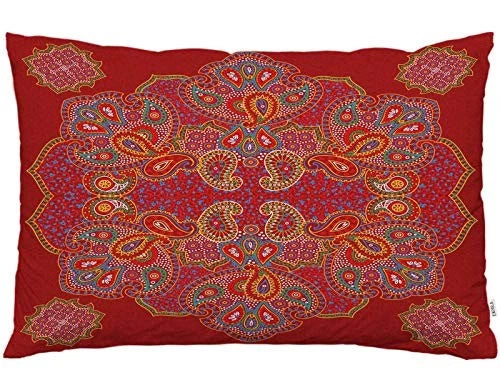 Throw Pillow Cover Red Paisley Floral Mandala 30" x 20" (Pack of 1) Multi-a44