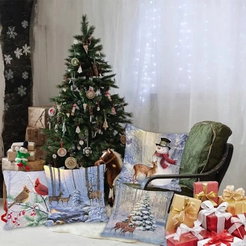 Christmas Pillow Covers 20x20 Set of 4, Winter 20" x 20" (Pack of 4) Color 8