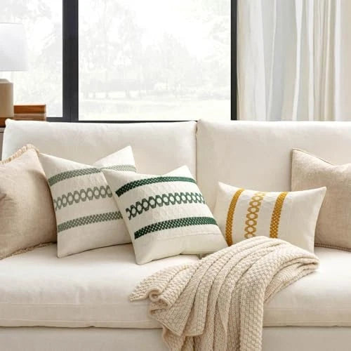 Set of 2 Boho Decorative Pillow Covers 24x24 24" x 24" (Pack of 2) Sage Green