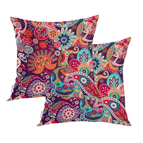 Bright Paisley Decorative Pillow 16" x 16" (Pack of 2) Ethnic Paisley 1 Multi a