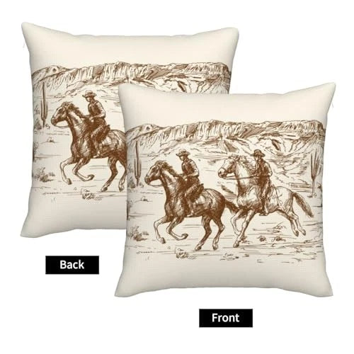 Western Desert Throw Pillow Covers 20x20 Set 20" x 20" (Pack of 2) Beige Brown