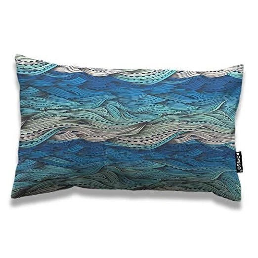 Wave Throw Pillow Cover 12x20 Inch Ocean 20" x 12" (Pack of 1) Rectangle-a24
