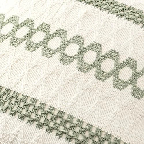 Set of 2 Boho Decorative Pillow Covers 20x20 20" x 20" (Pack of 2) Sage Green