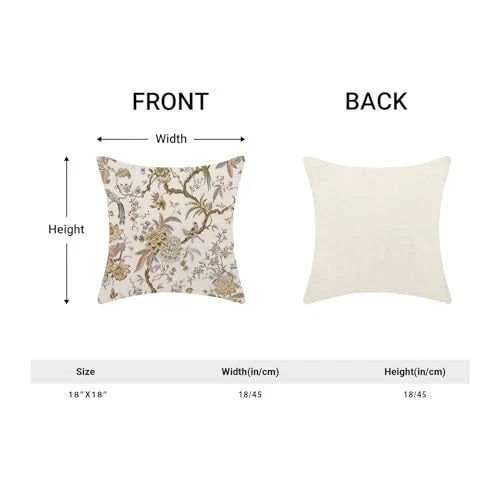 Spring Floral Birds Pillow Covers 18 18" x 18" (Pack of 2) Brown Flower Birds