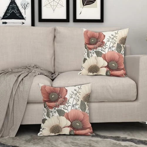 Vintage Flower Pillow Covers 18x18 Inch 18" x 18" (Pack of 2) Vintage Floral