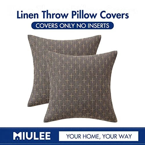 Pack of 2 Decorative Burlap Linen Throw Pillow 18" x 18" (Pack of 2) Dark Grey