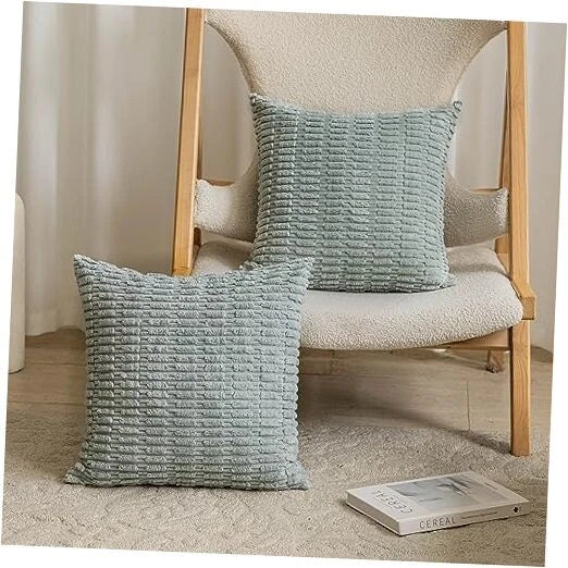 Spring Pillow Covers 24 x 24 Striped Corduroy 24" x 24" (Pack of 2) Sage Green