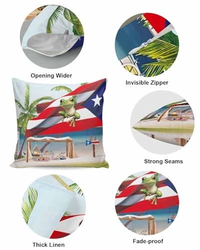 4th of July Throw Pillow Covers 20x20 Inch Set 20" x 20" (Pack of 2) Red Green