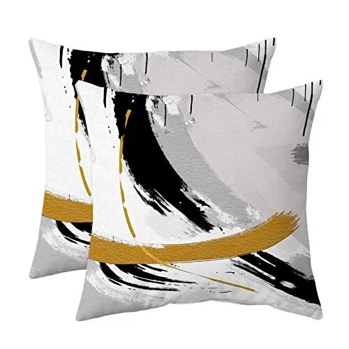 Black Gold Throw Pillow Covers 20 x20 inch 20" x 20" (Pack of 2) Gray Gold