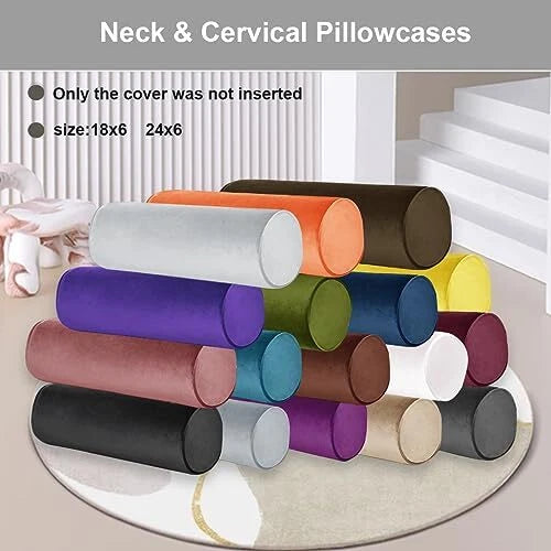 Neck Roll Pillowcases with Zipper - Full Moon 6" x 24" Burgundy Wine
