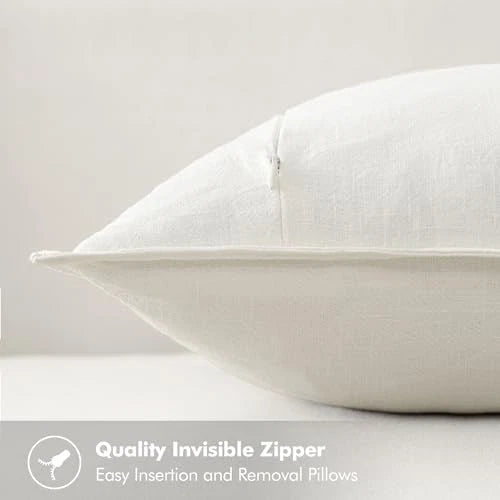Decorative Linen Pillow Covers 24x24 Inch 24" x 24" (Pack of 2) Cream White