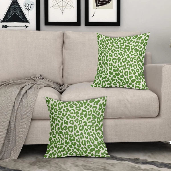 Lime Green Leopard Print Pillow Covers 18X18 Set of 2 Preppy Room Decor Cheetah