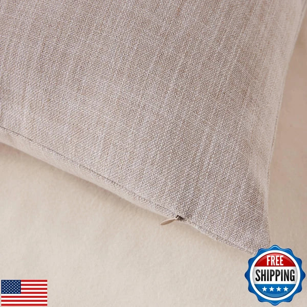 ZeeMart Rustic Linen Throw Pillow Covers Set of 2, 20x20 Inch Taupe, Farmhous