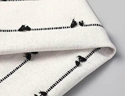 Set of 2 Boho Throw Pillow Covers 22x22,Off White 22" x 22" (Pack of 2) Black