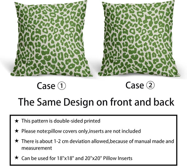 Lime Green Leopard Print Pillow Covers 18X18 Set of 2 Preppy Room Decor Cheetah