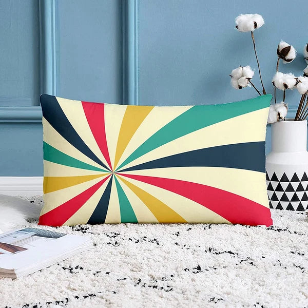 Rainbow Colours Printed Cotton Canvas Rectangular Cushion Covers, Set of 2 12x18