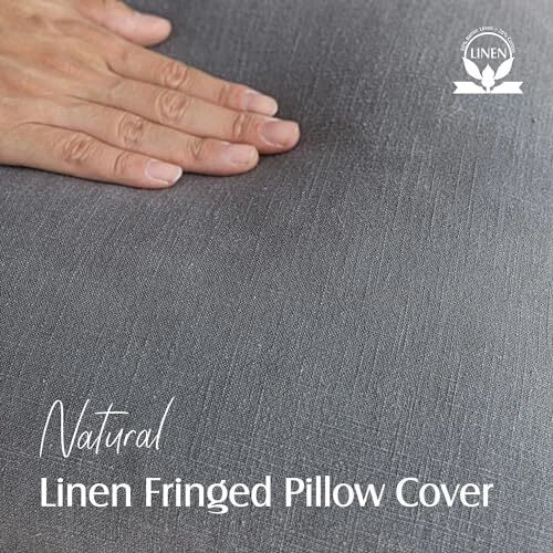 Decorative Linen Fringe Throw Pillow Covers Cozy Boho Farmhouse 18" x 18" Grey