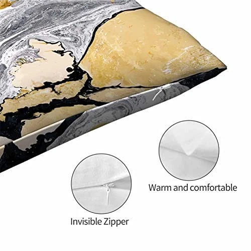 Pillow Case Gold Black Marble Texture,Throw 30" x 20" (Pack of 1) Multi07