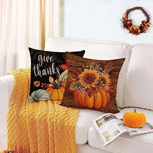 Set of 4 Fall Pillow Covers 18x18 Inch 18" x 18" (Pack of 4) A-fall 26