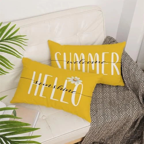 Set of 4 Sunflower Pillow Covers 12x20 Soft Velvet Spring 12*20 inch Summer 07
