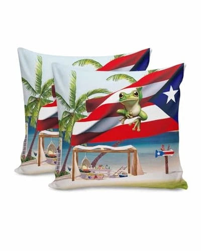 4th of July Throw Pillow Covers 20x20 Inch Set 20" x 20" (Pack of 2) Red Green