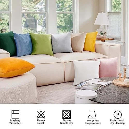 Velvet Throw Pillow Covers for Sofa 26x26 in, 26" x 26" (Pack of 2) Emerald